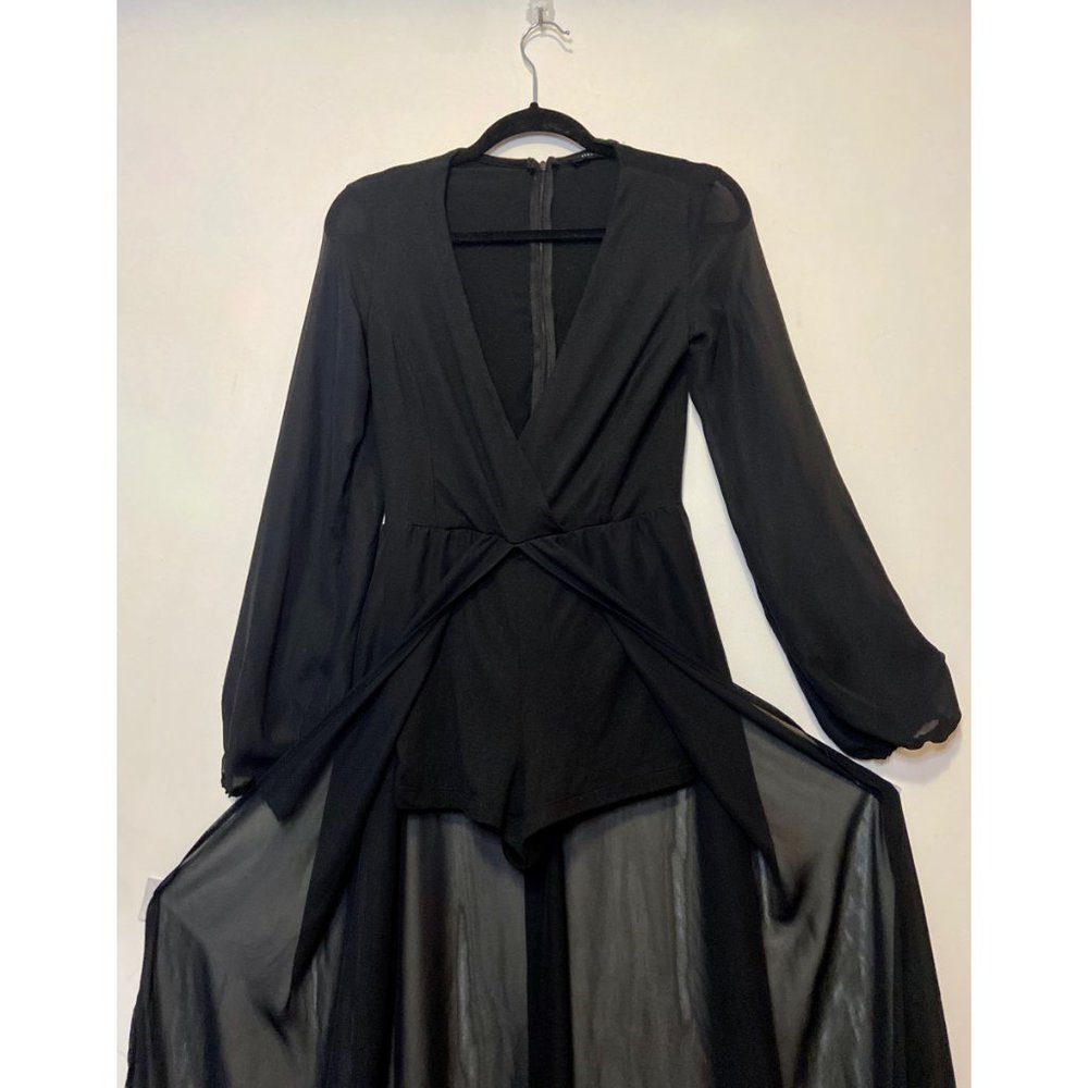 Black Romper with Sheer Overlay - Picture 4 of 4